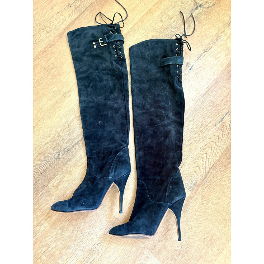 Chloe FW 2009 Size 40 Black Suede Over Knee Thigh High Stiletto Boots Size 9 9.5 - Picture 2 of 8